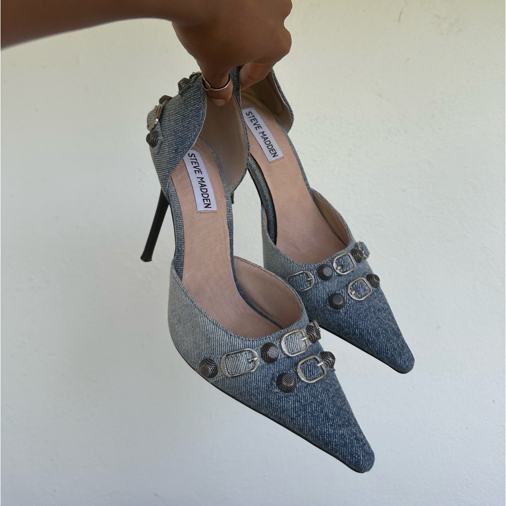 Steve Madden pointed toe denim heels